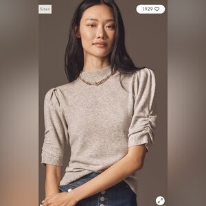 By Anthropologie Wool/Cashmere Puff Sleeve Sweater in Camel color , Small